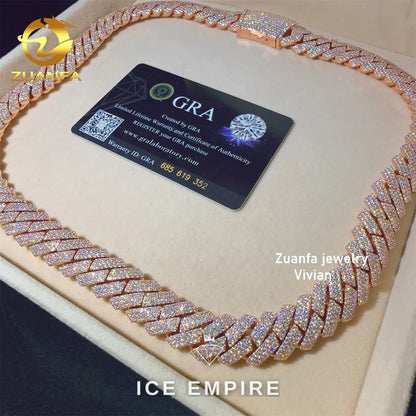 Iced Out Rose Gold Plated Moissanite Cuban Chain