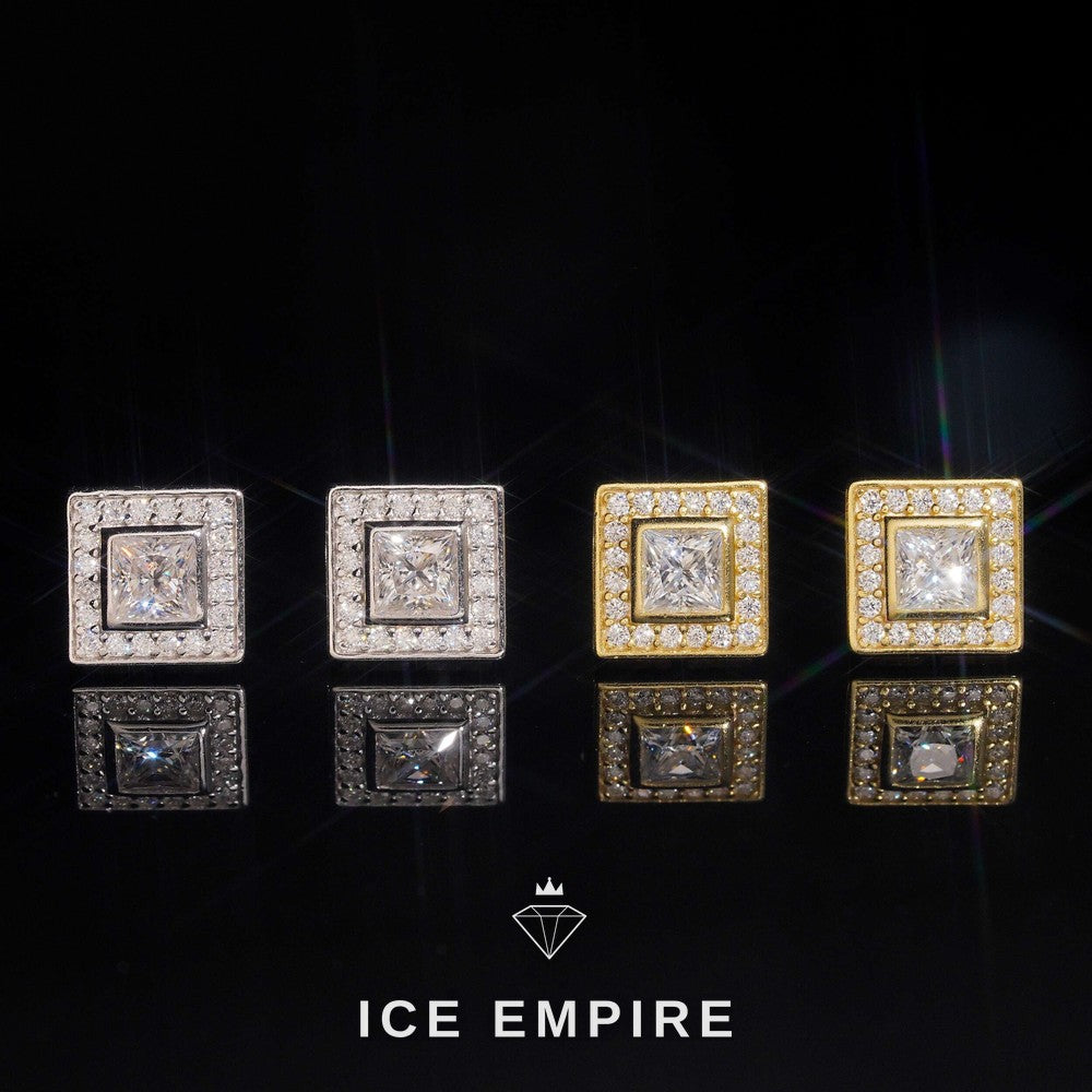 Iced Out 925 Silver Moissanite Stud Earrings