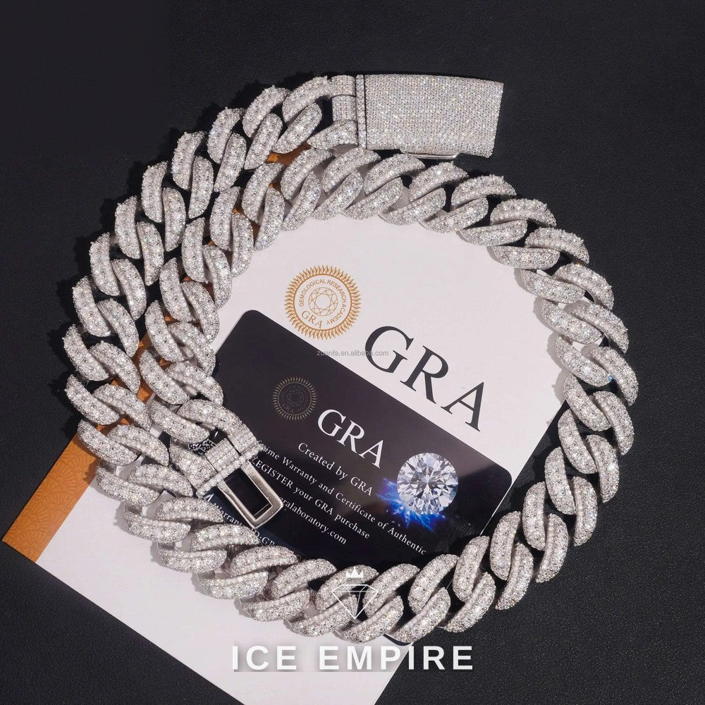 Iced Out 925 Silver Moissanite Cuban Chain