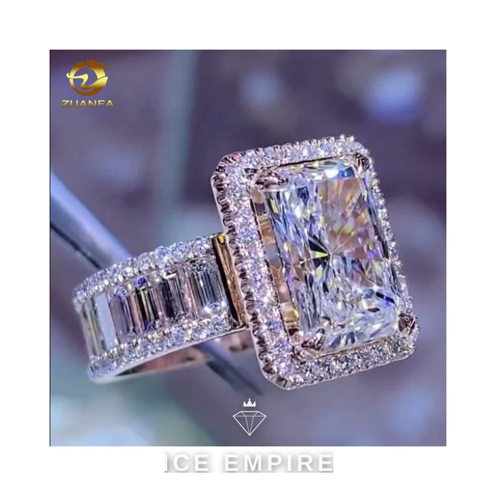 Iced Out 14K Gold Moissanite Wedding Band