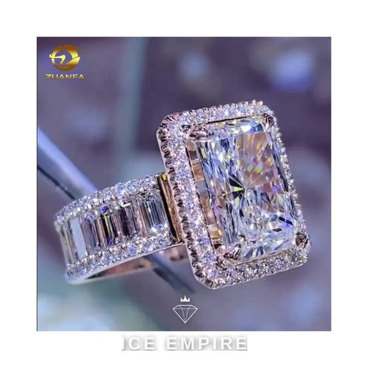 Iced Out 14K Gold Moissanite Wedding Band