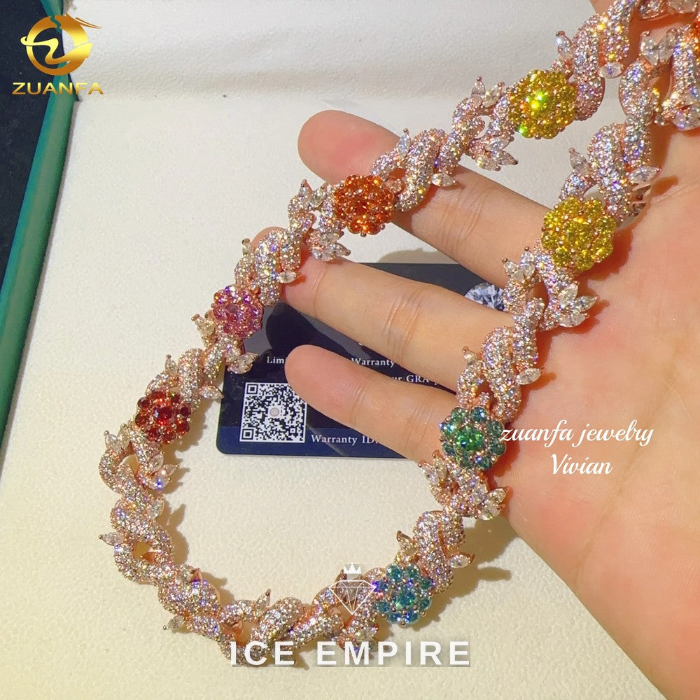 Iced Out Rose Gold Plated Moissanite Cuban Chain