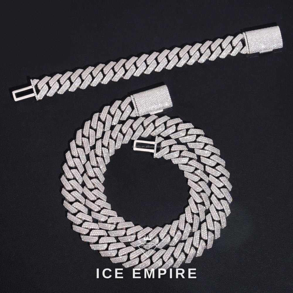 Iced Out 925 Silver Moissanite Cuban Chain