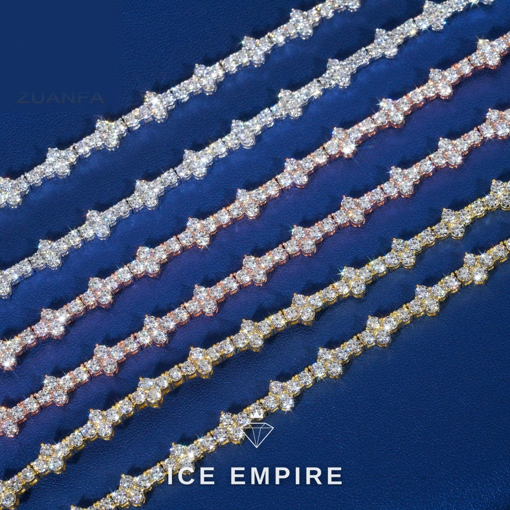Iced Out Cross Rose Gold Plated Moissanite Cuban Chain