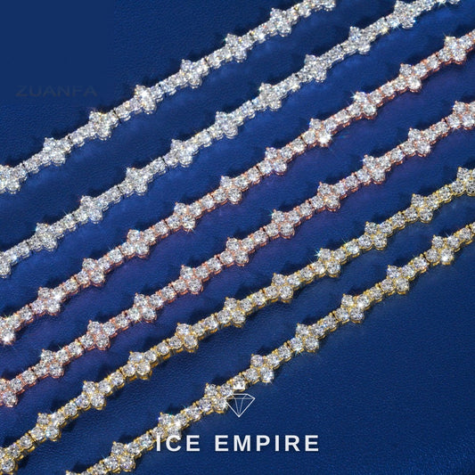 Iced Out Cross Rose Gold Plated Moissanite Cuban Chain