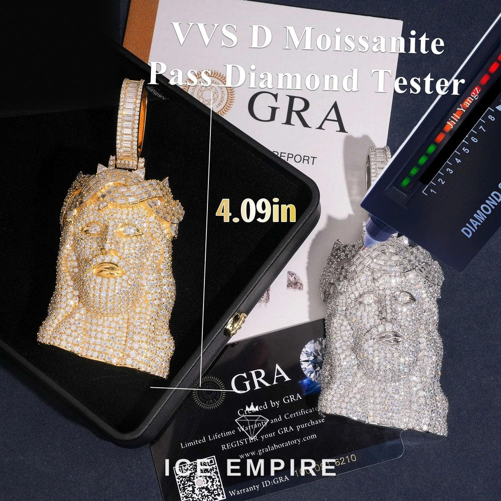 Iced Out Baguette 925 Silver Pendant