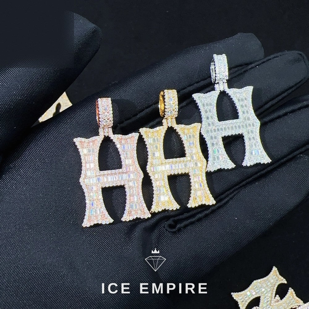 Iced Out Baguette Rose Gold Plated Moissanite Pendant