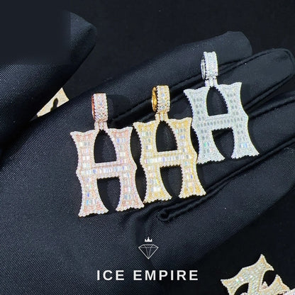 Iced Out Baguette Rose Gold Plated Moissanite Pendant