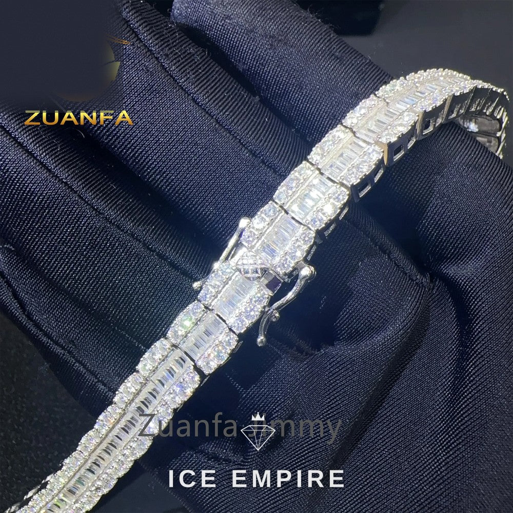Iced Out Baguette Rose Gold Plated Moissanite Cuban Chain