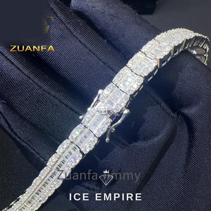 Iced Out Baguette Rose Gold Plated Moissanite Cuban Chain
