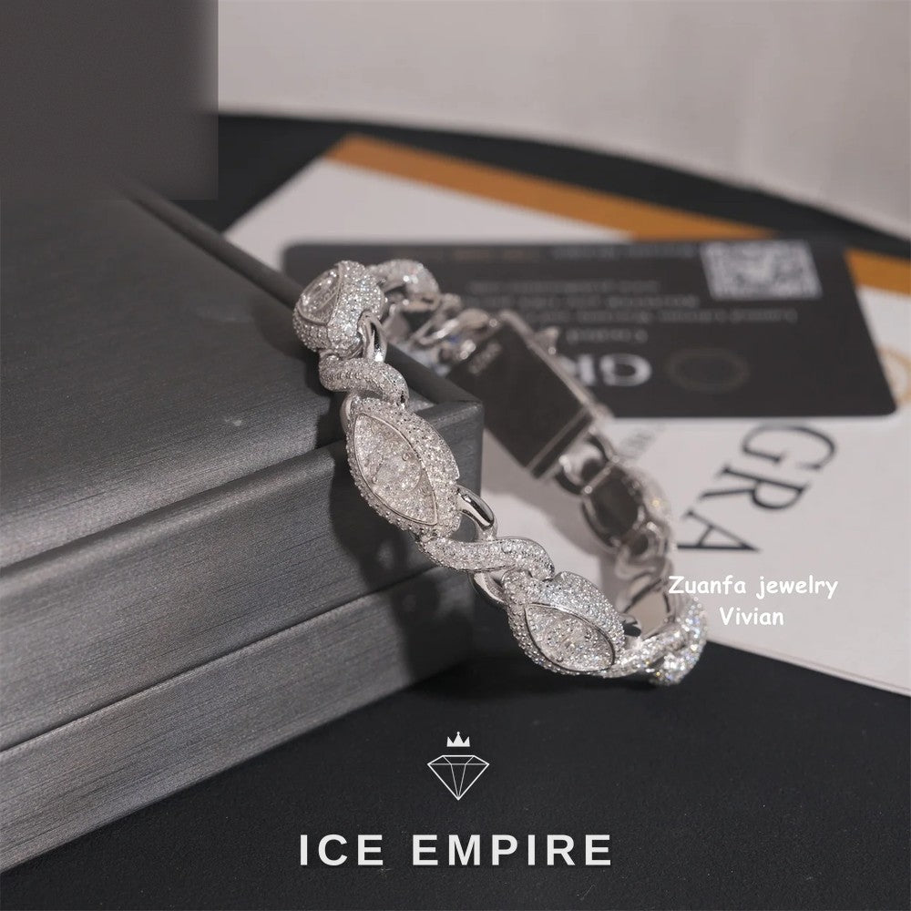 Iced Out 925 Silver Moissanite Cuban Chain
