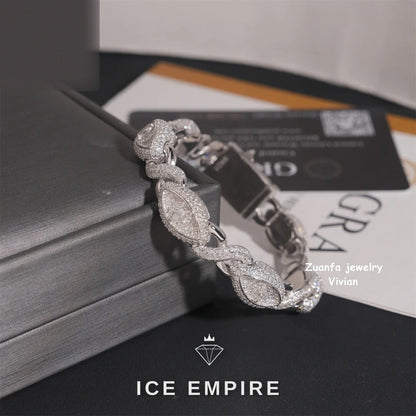 Iced Out 925 Silver Moissanite Cuban Chain