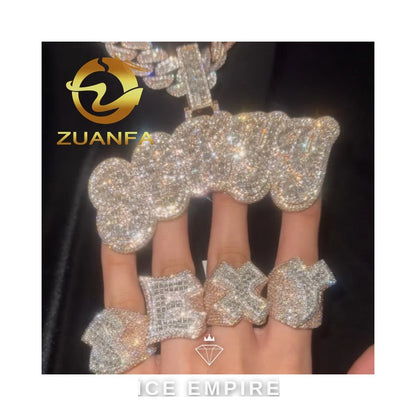 Iced Out Baguette Rose Gold Plated Moissanite Pendant