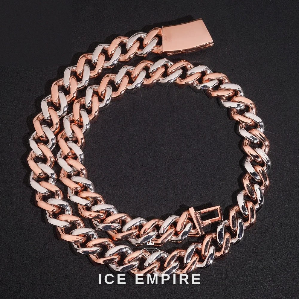 Iced Out Rose Gold Plated Moissanite Cuban Chain