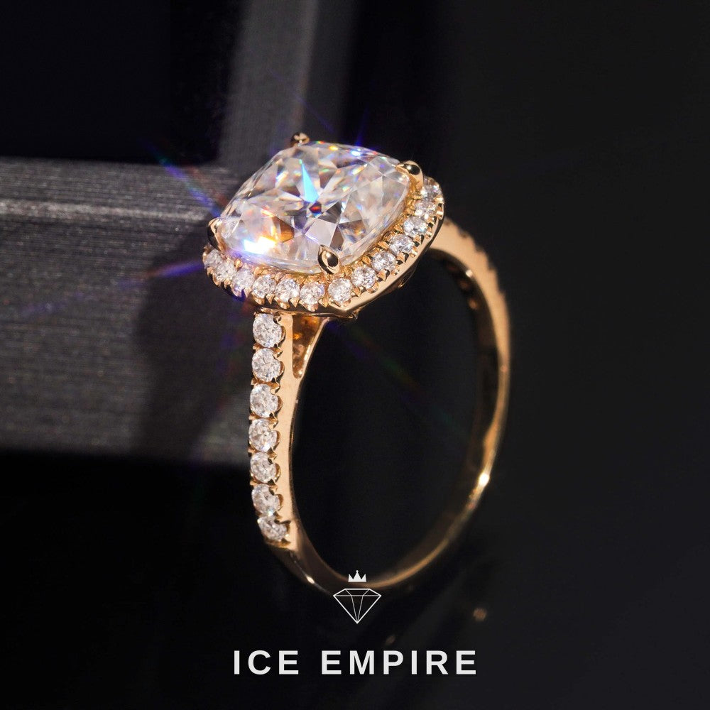 Iced Out 14K Gold Moissanite Wedding Band