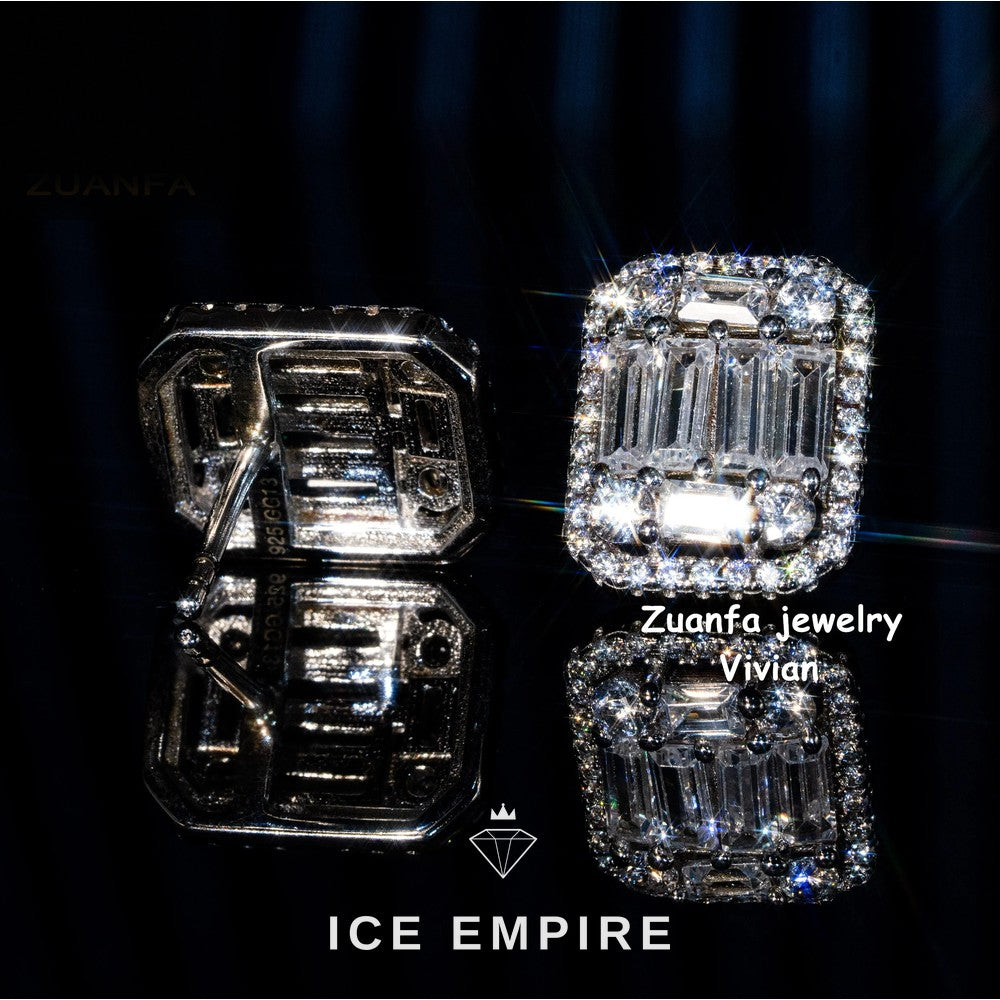 Iced Out 925 Silver Moissanite Earrings