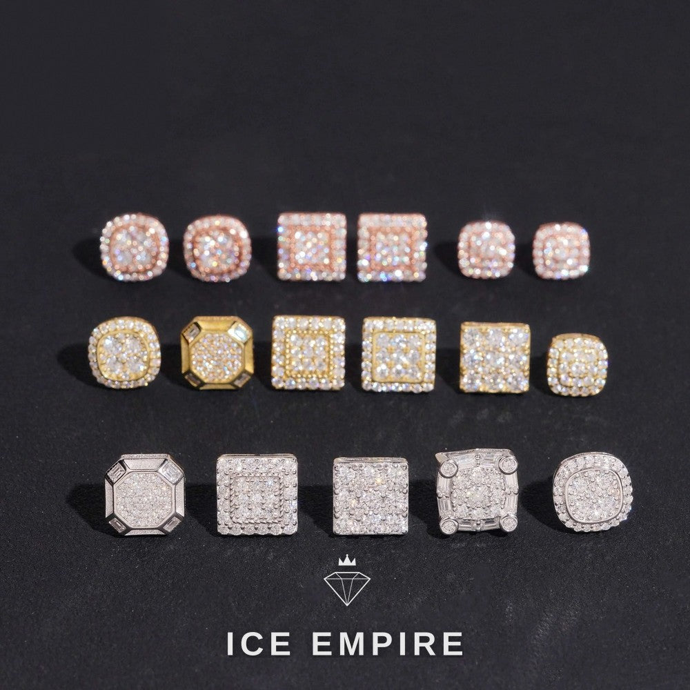 Iced Out 925 Silver Moissanite Earrings