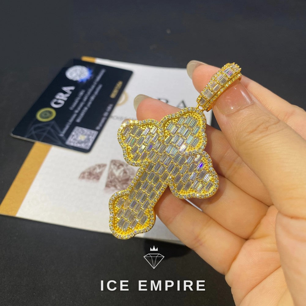 Iced Out Baguette Rose Gold Plated Moissanite Pendant