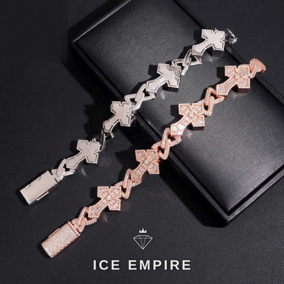 Iced Out Cross 925 Silver Moissanite Bracelet