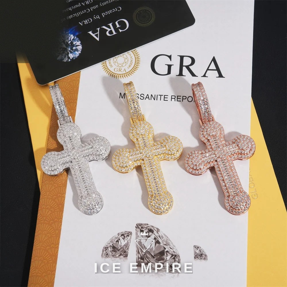 Iced Out Baguette 925 Silver Pendant