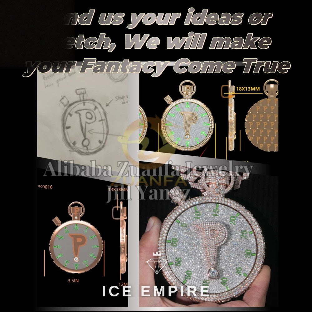 Iced Out Cross Rose Gold Plated Moissanite Pendant