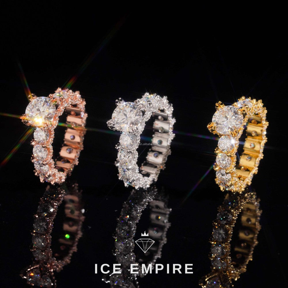 Iced Out Rose Gold Plated Moissanite Wedding Band