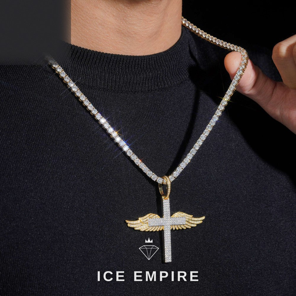 Iced Out Cross Gold Plated Moissanite Pendant