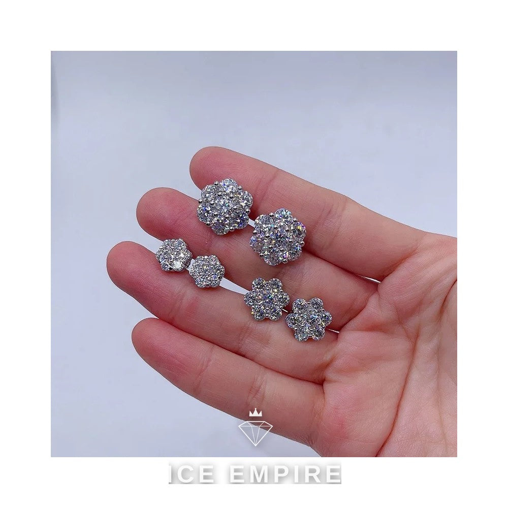 Iced Out Cluster 925 Silver Moissanite Earrings