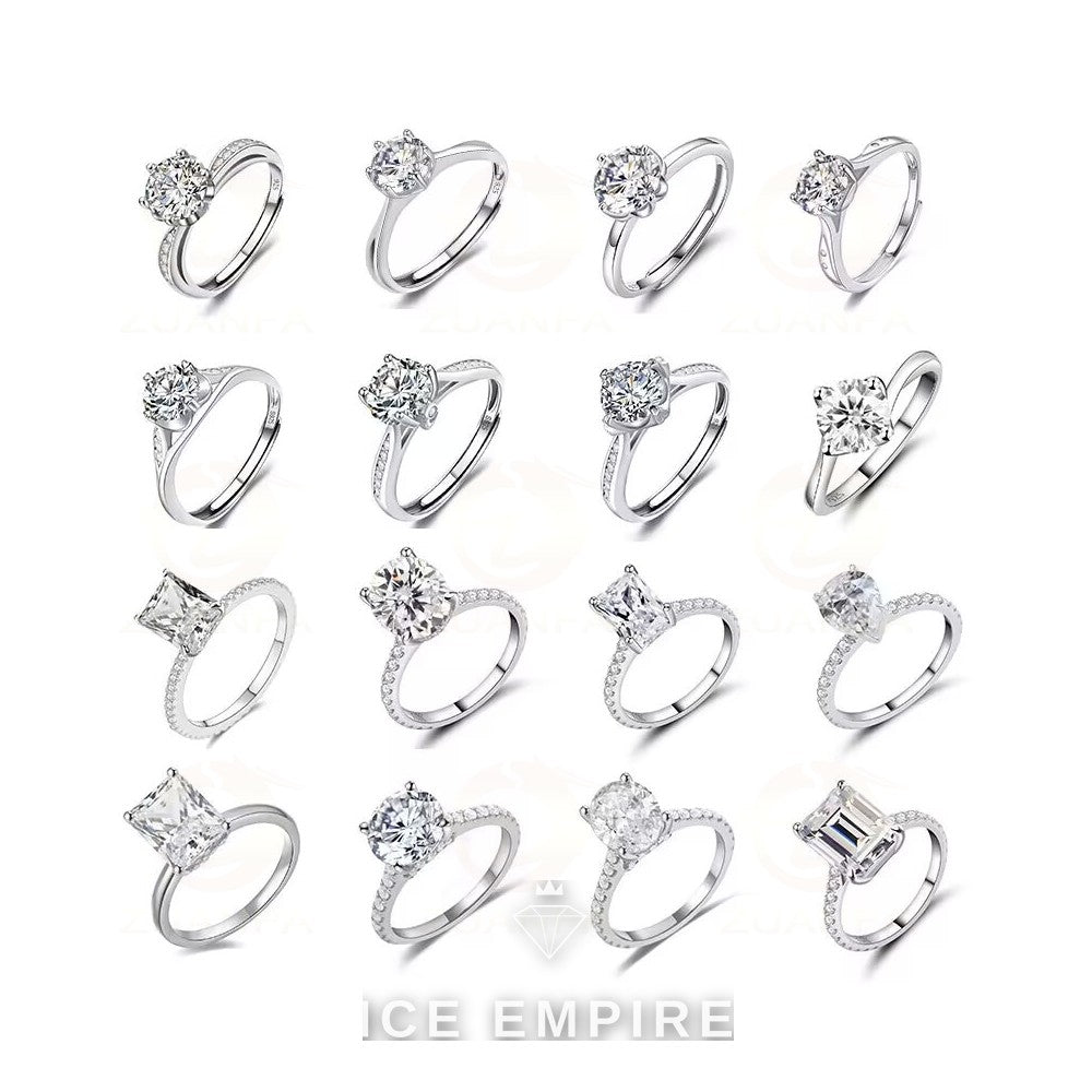 Iced Out 925 Silver Moissanite Engagement Ring
