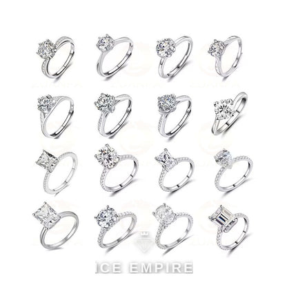 Iced Out 925 Silver Moissanite Engagement Ring