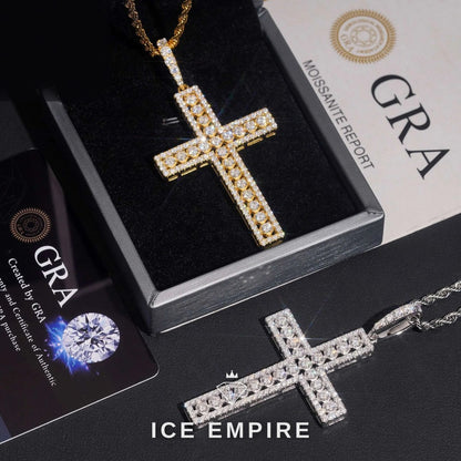 Iced Out Cross Rose Gold Plated Moissanite Pendant