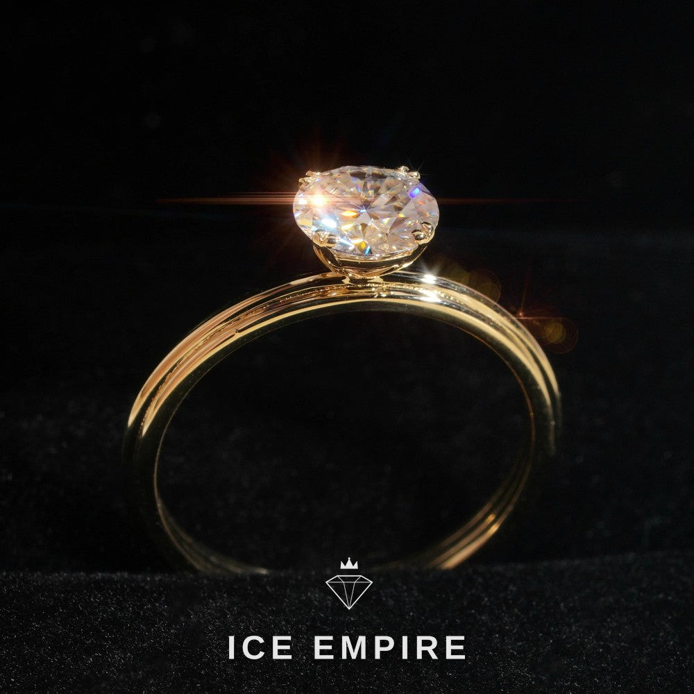 Iced Out 10K Gold Moissanite Engagement Ring
