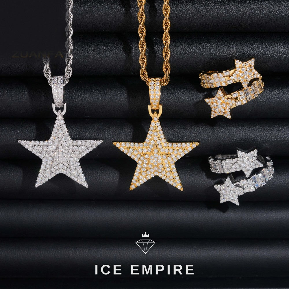 Iced Out Cross 925 Silver Pendant