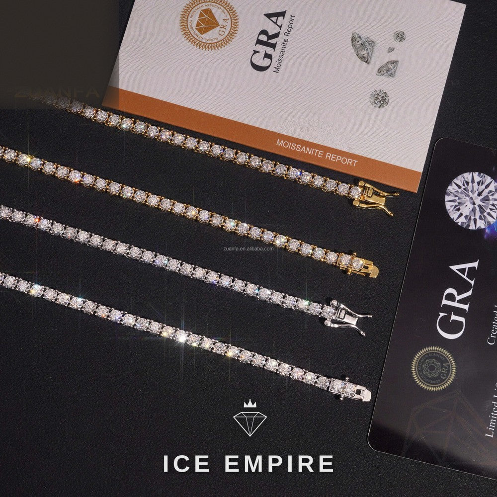 Iced Out Cluster Gold Plated Moissanite Tennis Chain