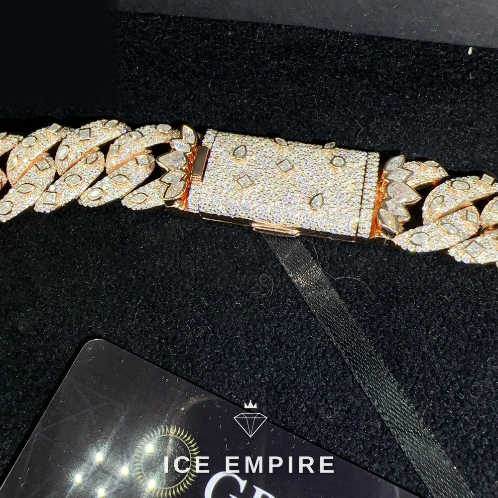 Iced Out Rose Gold Plated Moissanite Cuban Chain