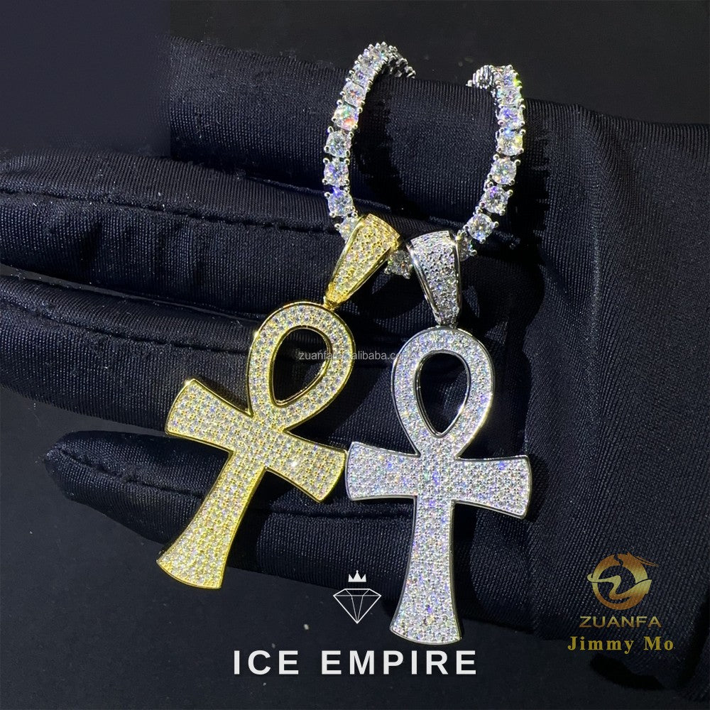 Iced Out Cross 925 Silver Pendant