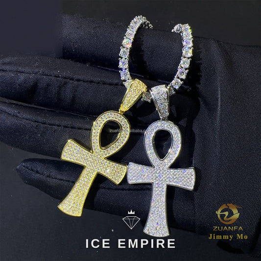 Iced Out Cross 925 Silver Pendant