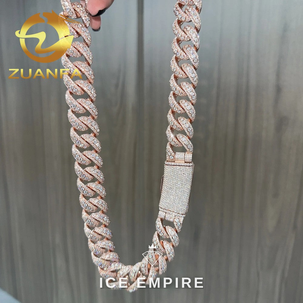 Iced Out Rose Gold Plated Moissanite Cuban Chain