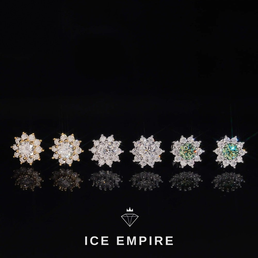 Iced Out 925 Silver Moissanite Stud Earrings