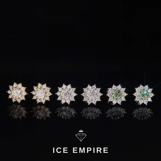 Iced Out 925 Silver Moissanite Stud Earrings