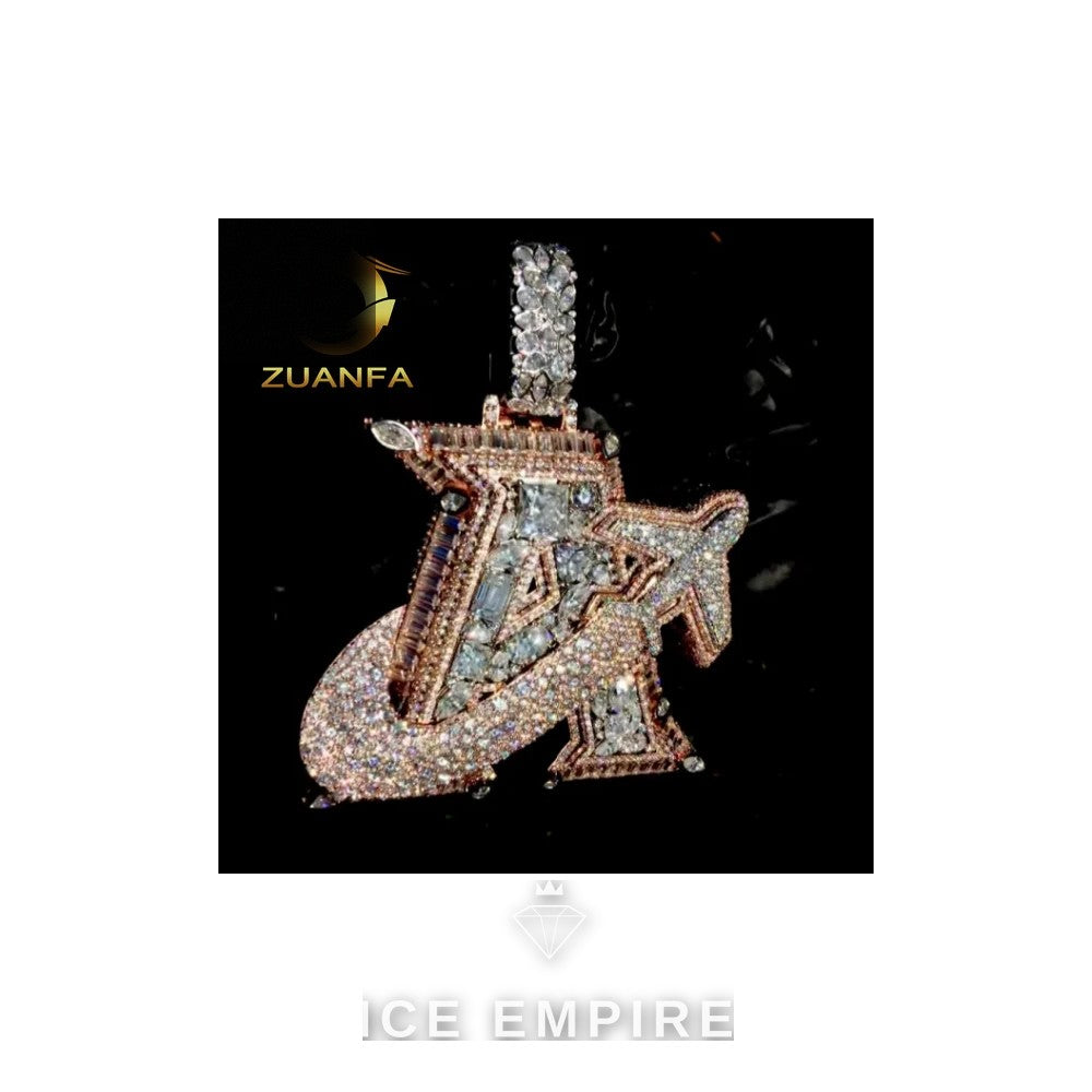 Iced Out Baguette Rose Gold Plated Moissanite Pendant
