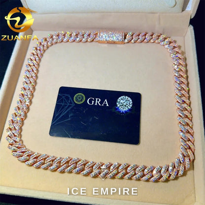 Iced Out Rose Gold Plated Moissanite Cuban Chain