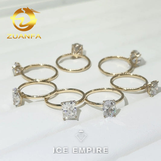 Iced Out 14K Gold Moissanite Engagement Ring