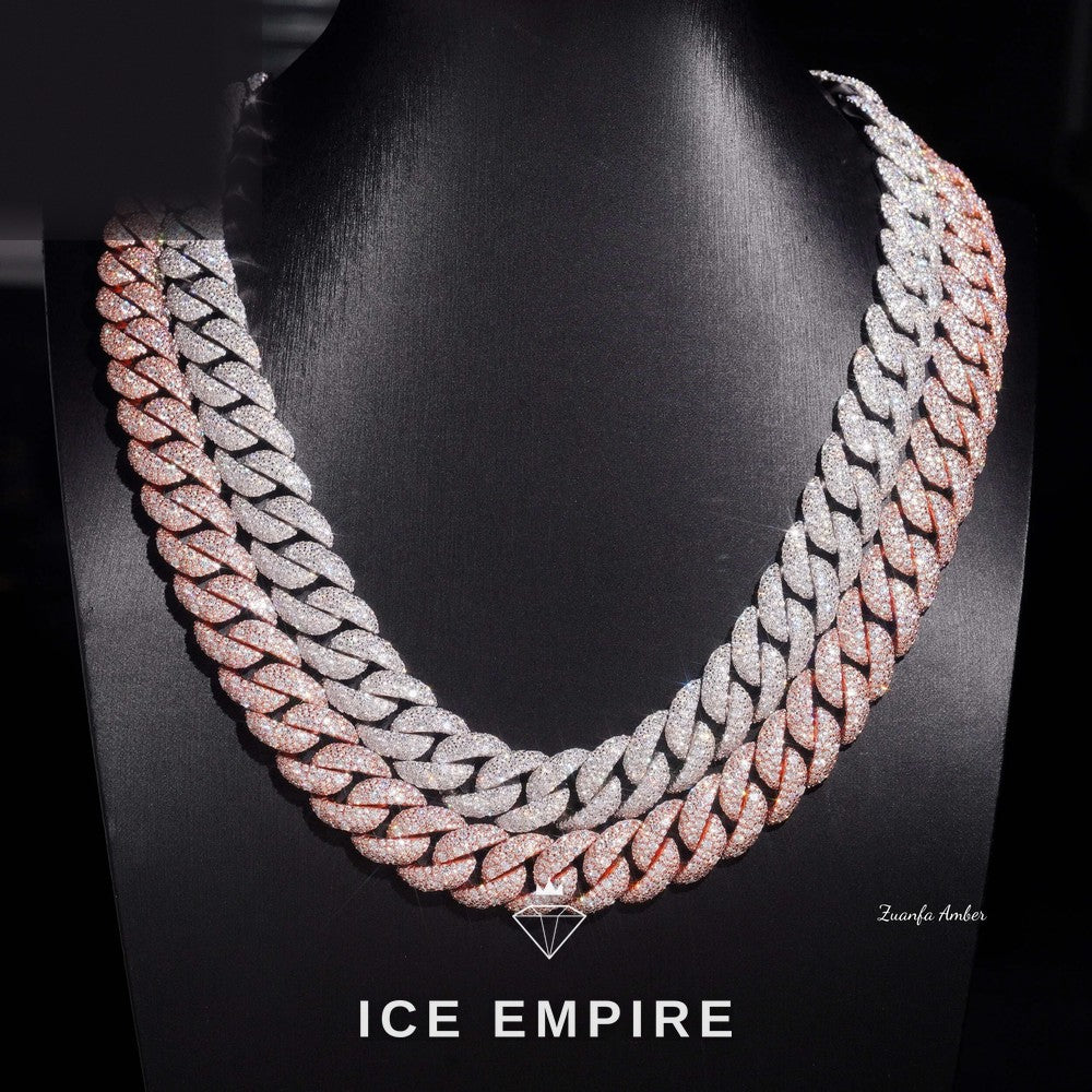 Iced Out 14K Gold Moissanite Cuban Chain