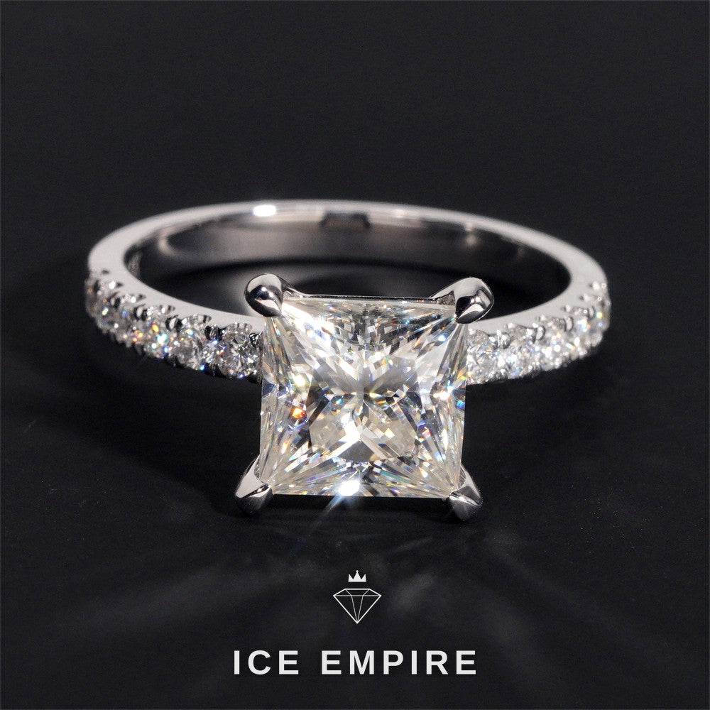 Iced Out 14K Gold Moissanite Wedding Band