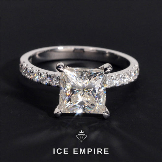 Iced Out 14K Gold Moissanite Wedding Band