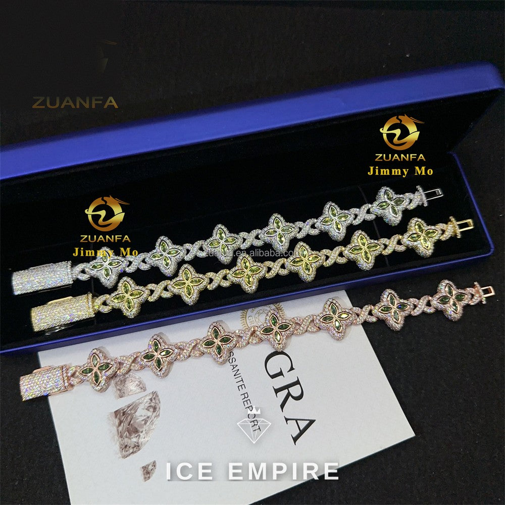 Iced Out 925 Silver Moissanite Cuban Chain