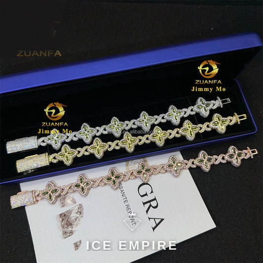 Iced Out 925 Silver Moissanite Cuban Chain