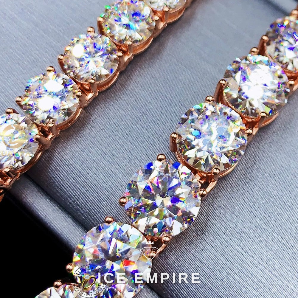 Iced Out Rose Gold Plated Moissanite Cuban Chain