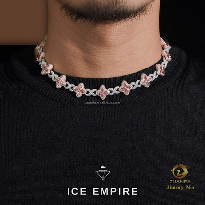 Iced Out Baguette Rose Gold Moissanite Cuban Chain